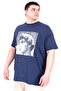 Mode XL Large Size Men's T-Shirt Crew Neck Statue U25027 Indigo