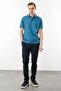 Men's Polo Neck Mercerized T-Shirt Petrol - 3