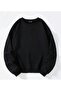 Unisex Oversize Düz Basic Sweatshirt – Siyah