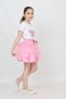 Girl Butterfly Pattern T-Shirt Sequins Bead Detail Pink Skirt Suit April 23 October Show Outfit - 5