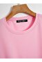 Unisex Organic Oversize Climbing Panda Printed Basic T-Shirt - Pink - 3