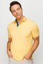 Men's Polo Neck Collar And Sleeve Knitwear T-shirt Yellow - 2