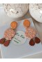Metallic Brown Orange Pink Color Bohemian & Ethnic Earrings Polymer Clay Textured Earrings - 6