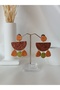 Metallic Brown Orange Green Color Bohemian & Ethnic Earrings Polymer Clay Textured Earrings - 2