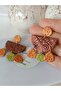 Metallic Brown Orange Green Color Bohemian & Ethnic Earrings Polymer Clay Textured Earrings - 8