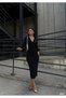 Women's Double Breasted Collar Balloon Sleeve Glittery Crepe Fabric Midi Dress - 3