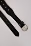 Women's Oval Buckle Faux Leather Jean Belt E1282Axns - 2