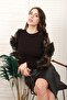 Black Blouse with Organza Sleeves