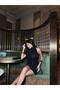 Women's Black Backless Halter Neck Mini Evening Dress - 4