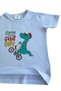 White Dinosaur Printed Girl's Boy's T-Shirt - Bicycle, Cotton Combed, Short Sleeve - 6