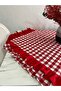 Double Ruffled Gingham Patterned Tablecloth - 3