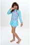 Girls Houndstooth Pattern Long Sleeve Leggings with Skirt 2 Pieces Swimsuit / Bikini Set