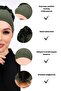 Ruffled Seamless Combed Cotton Bonnet Khaki Green - Women's Hijab Tie-Up Bun Inner Bonnet - 3