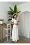 White Square Neck Eyelet Embroidery Long Dress - 8