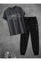 Unisex Oversize Brooklyn Printed T-Shirt & Black Jogger Tracksuit - 2