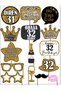 32 Year Old Women Men 15Pieces Gold Sparkle Slogans Birthday Party Speech Balloon Selfie Sticks