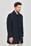 Men's Navy Blue Classic Collar Standard Fit Trench Coat - 4