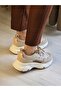 Melinta Beige Women's Sneaker with Mesh Top and Transparent Sides - 2