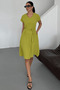 Women's Harber Olive V-Neck Belted Dress Ayrobin Fabric, New Season Summer - 7
