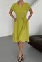 Women's Harber Olive V-Neck Belted Dress Ayrobin Fabric, New Season Summer