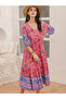 Floral Printed Half Sleeves V Neck Midi Dress - 6
