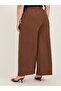 Plus Size Textured Wide Leg Trousers with Chain Buckle Detail - 4