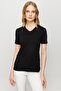 Women's V-Neck Camisole Cotton T-shirt Black - 8