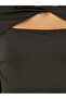 Women Black Ribbed Cut Out Knit Top - 4