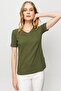 Women's V-Neck Camisole Cotton T-shirt Khaki - 8
