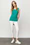 Women's Crew Neck Camisole Cotton Strap T-shirt Green - 5