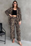 Leopard Patterned Twisted Fabric Kimono Set - 2