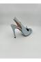 Women's High Heel Shoes Stiletto Light Blue Leather - 4