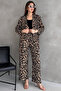 Leopard Patterned Twisted Fabric Kimono Set
