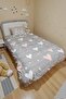 Gray Powder Hearts Patterned Single Quilt and Pillowcase - 3