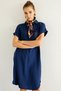 Women's Polo Neck Pocket Chain Detailed Dress Navy Blue