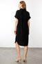 Women's Polo Collar Pocket Chain Detail Dress Black - 6