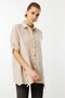 Women's Three Quarter Sleeve Linen Shirt Beige - 2