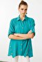 Women's Three Quarter Sleeve Linen Shirt Green - 2