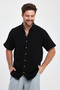 Men's Shirt - Short Sleeve Shirt with Muslin Collar - 4040