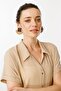 Women's Crepe Fabric Glittery Shirt Mink - 5