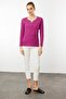 Women's Open Collar Beaded Embroidered Knitwear Blouse Sıkıştırma - 5