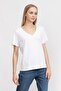 Smooth Cotton Women's V-Neck T-Shirt White - 2