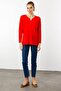 Women's Open Collar Buttoned Knitwear Blouse Red - 4