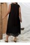 Women's Skirt Tip Laser Cut Floral Large Size Midi Length Crepe Dress - 3