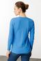 Women's Open Collar Beaded Embroidered Knitwear Blouse Blue - 3