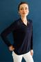 Women's Polo Neck Collar Embroidered Summer Knitwear Blouse Navy Blue - 4