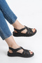 Ravena Black Daily Anatomical Orthopedic Vegan Leather Comfortable Sole Women's Slippers Sandals - 2