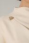 Cream One Shoulder Detailed Full Fit Long Dress - 4