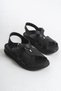 Ravena Black Daily Anatomical Orthopedic Vegan Leather Comfortable Sole Women's Slippers Sandals