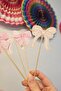 Pink Bowknot Theme Toothpick Ornaments Cupcake Ornaments Luxury Large Size 10 Pack - 3